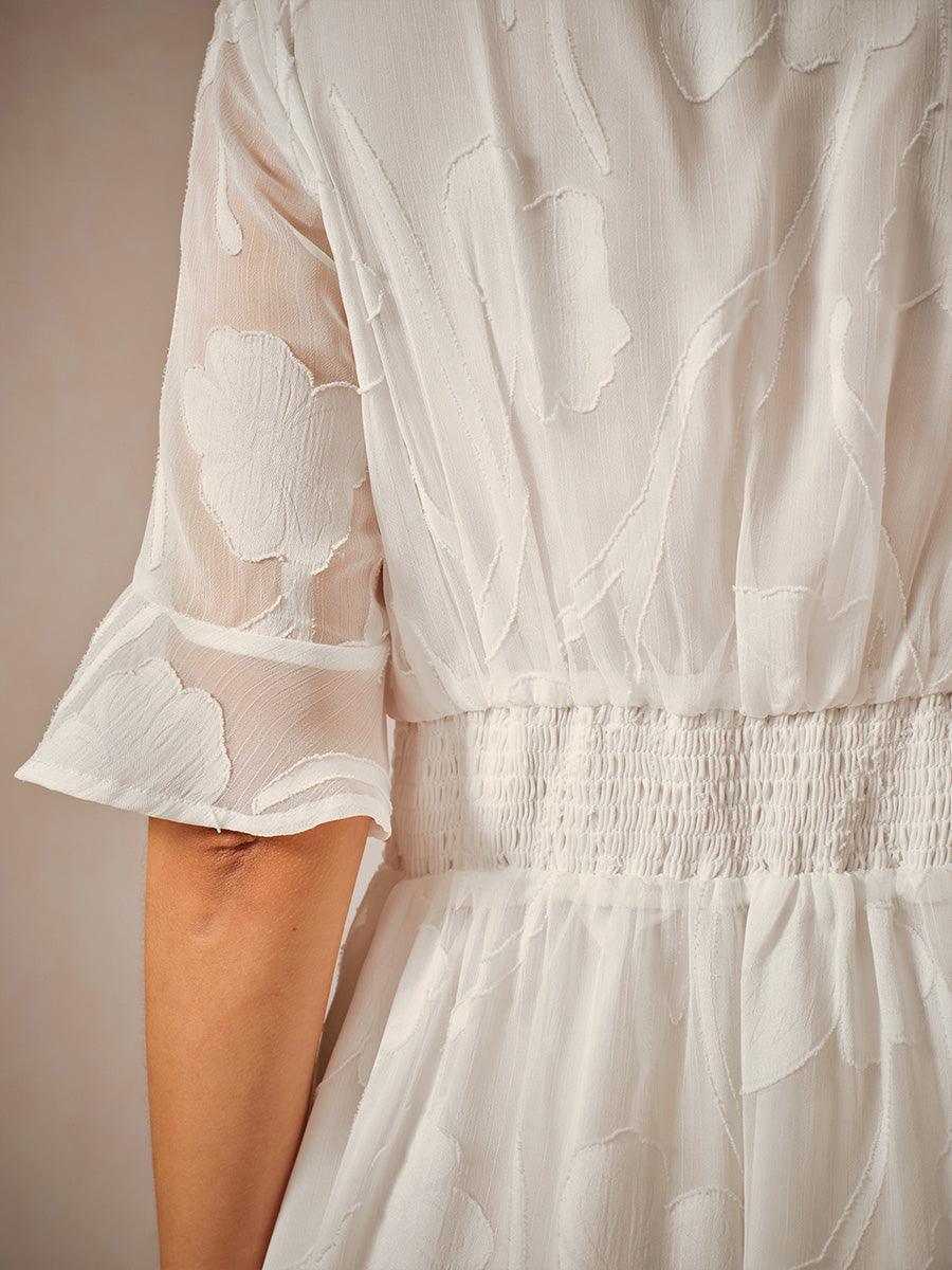 Flutter Fırfırlı Dantelli Maxi Elbise