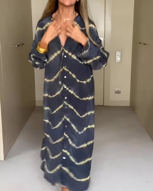 Julia | Bohem Çizgili Midi Elbise